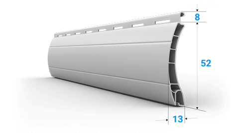 Rollladen Lamellenprofil Maxi aus Kuststoff PVC 52 mm x 13 mm