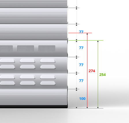 Lüftungsprofile für Premium Rolltore Einbau von max. 2 Lüftungsprofilen