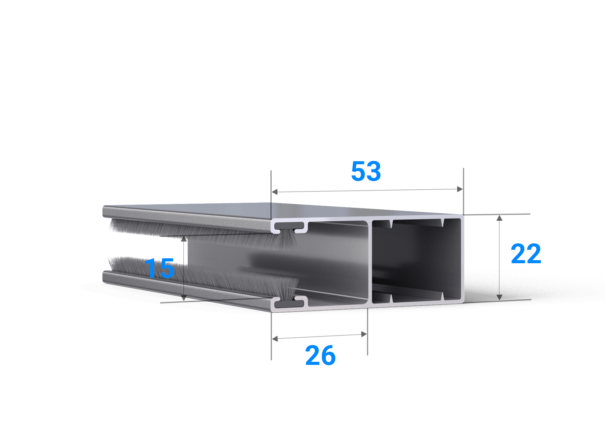 Standard Führungsschiene für Rollladen RP 53/22 mm Rollladenführung aus Aluminium