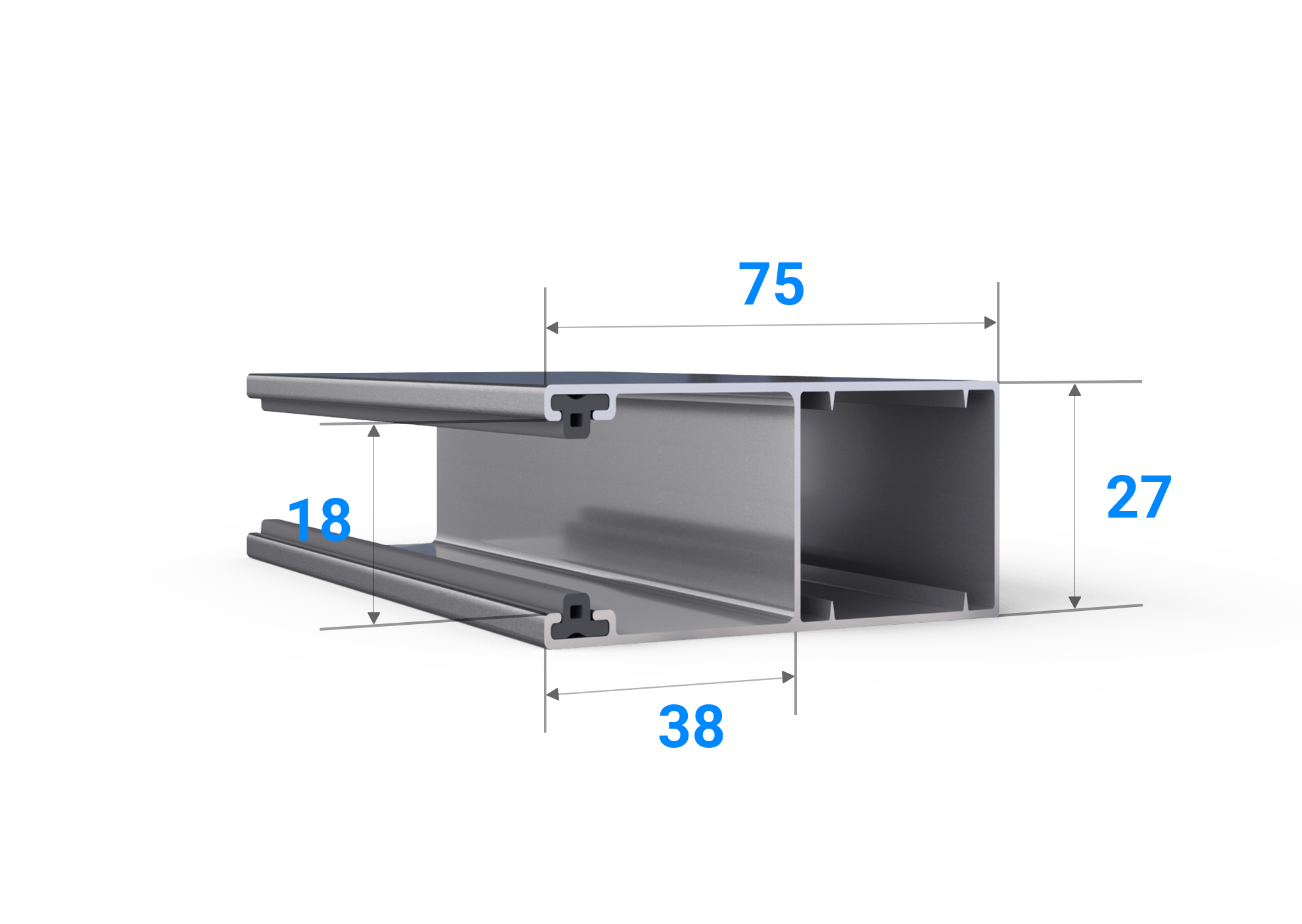 Führungsschiene RPF 75/27 für Rolltor 52 und 55 Technische Details Maße