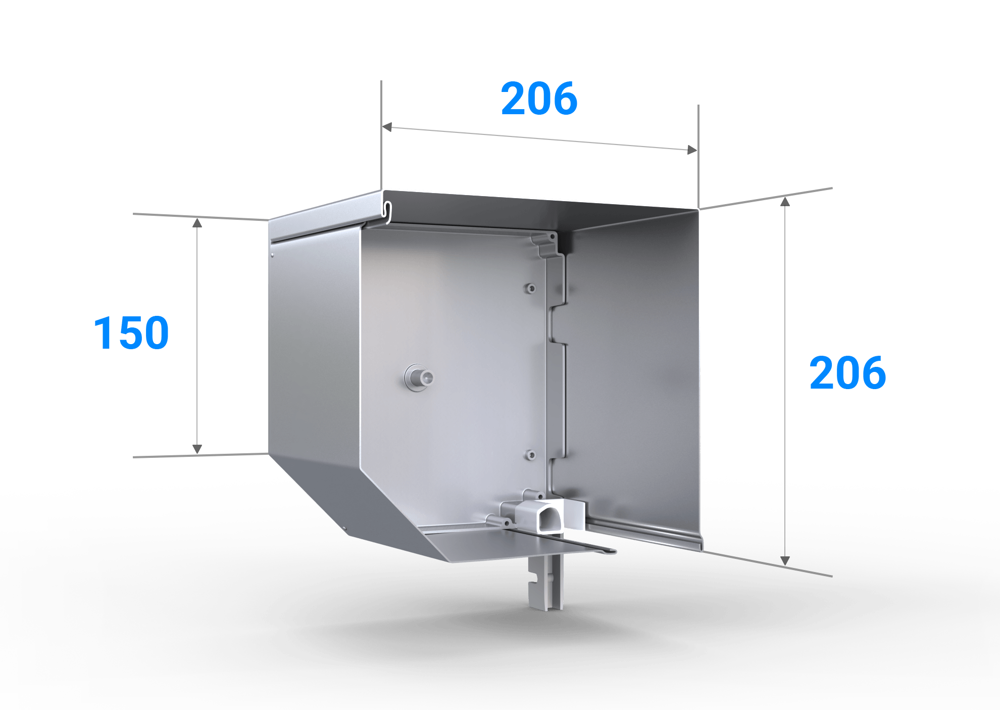 Kastenmaß bei maxi Rollladenkasten 205 eckig Vorbaurolladen