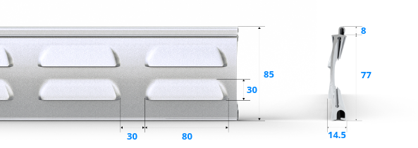 Garagentor Lüftungslamellen 77 mm aus Aluminium Technische Details und Maße