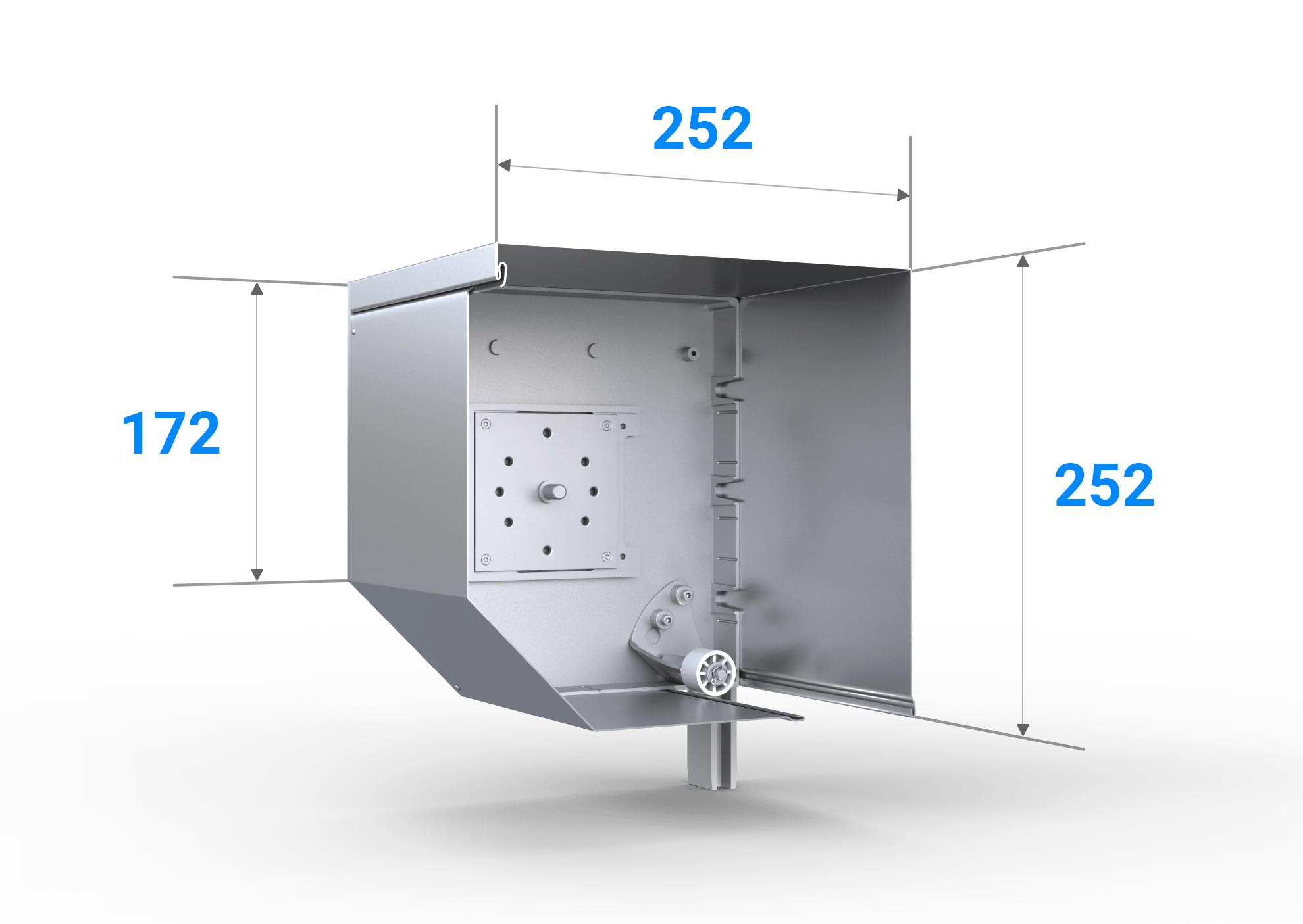 Garagentor Kasten eckig aus Aluminium 250 mm Maße