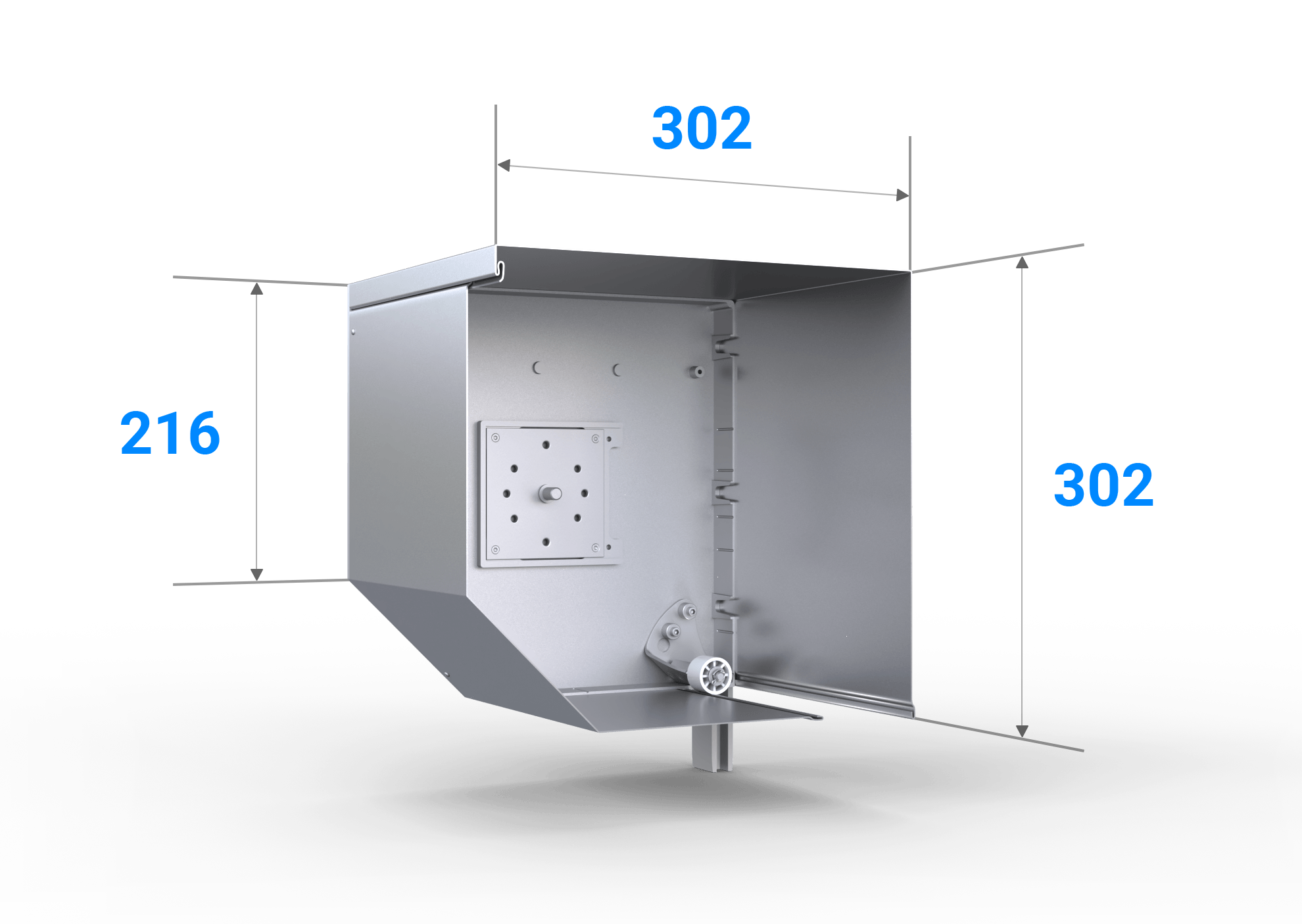 Garagentor Rolltor eckiger Kasten aus Aluminium 300 mm Maße Details