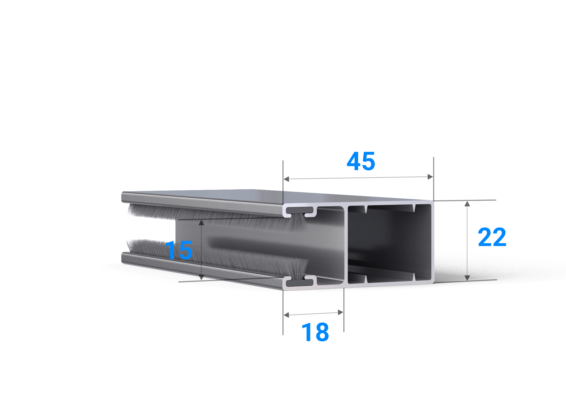 Schmale Führungsschiene für Rollladen RP 45/22 Rollladenführung aus ALU Sonderausführung