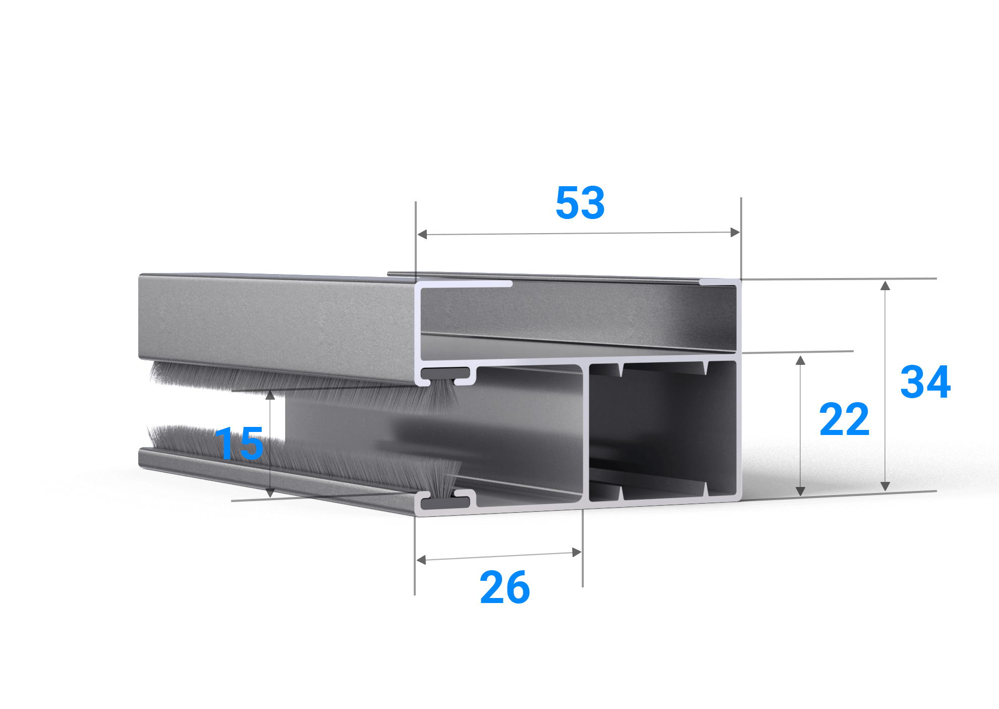 Distanz Führungsschiene für Rollladen mit Abstand RP 53/34 Führung aus Aluminium Sonderausführung