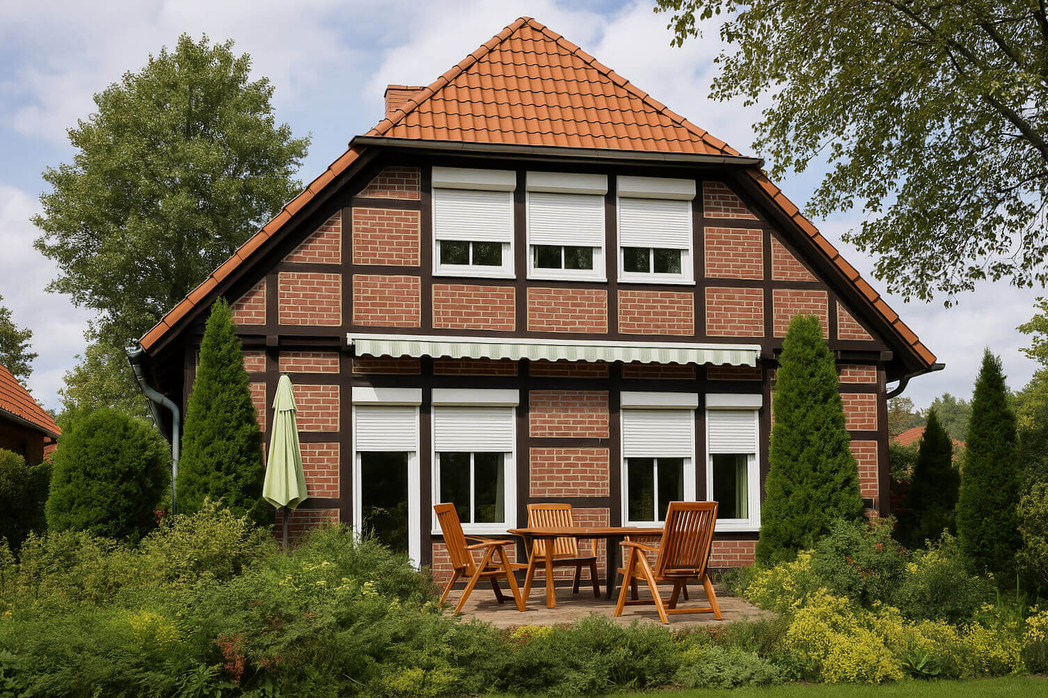 Rollläden an den Fenstern im Haus